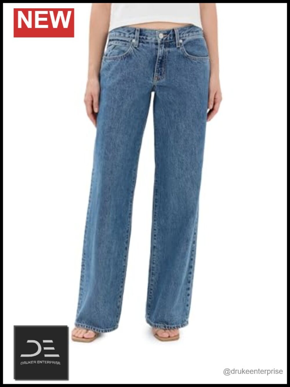 SLVRLAKE Women's Low Rise Wide Leg Jeans Heavyweight 100% Cotton